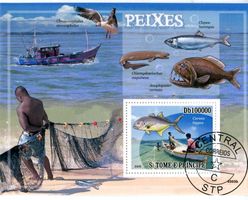 Block "Fische. Fischerei". São Tomé und Príncipe.