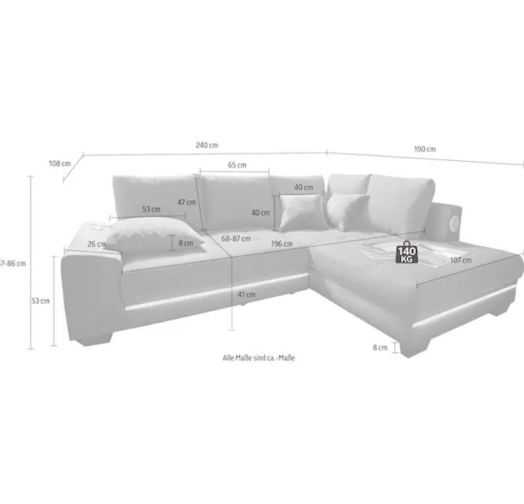 Divani: Ecksofa mit LED und Bettfunktion + Bettkasten+Hocker – Nuovo e nell'imballaggio originale da Sevelen venduto da Stopglobal. 3