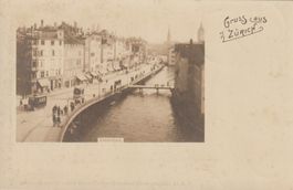 Echtfotokarte Zürich mit Rösslitram