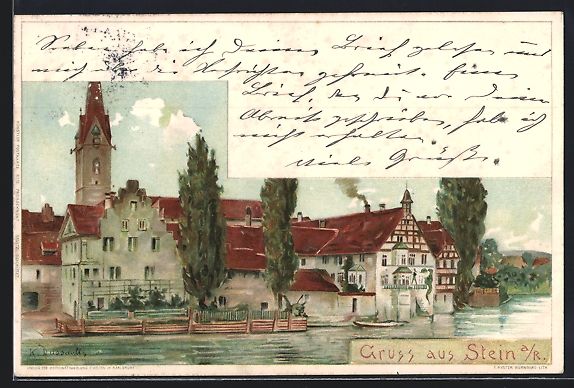 Ansichtskarten: Stein a. R., Teilansicht des Ortes – Gebraucht aus Berlin von bartko-reher