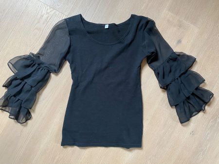Schwarzes elegantes Langarm-Shirt Grösse S