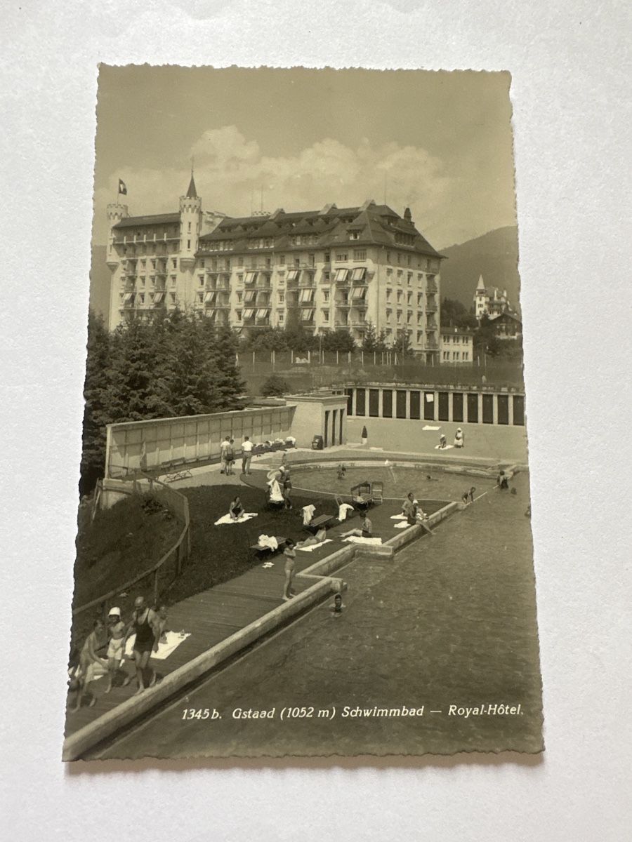 Ansichtskarten: 1935 AK Gstaad, Schwimmbad, Menschen  – Gebraucht aus Frauenfeld von aluma14