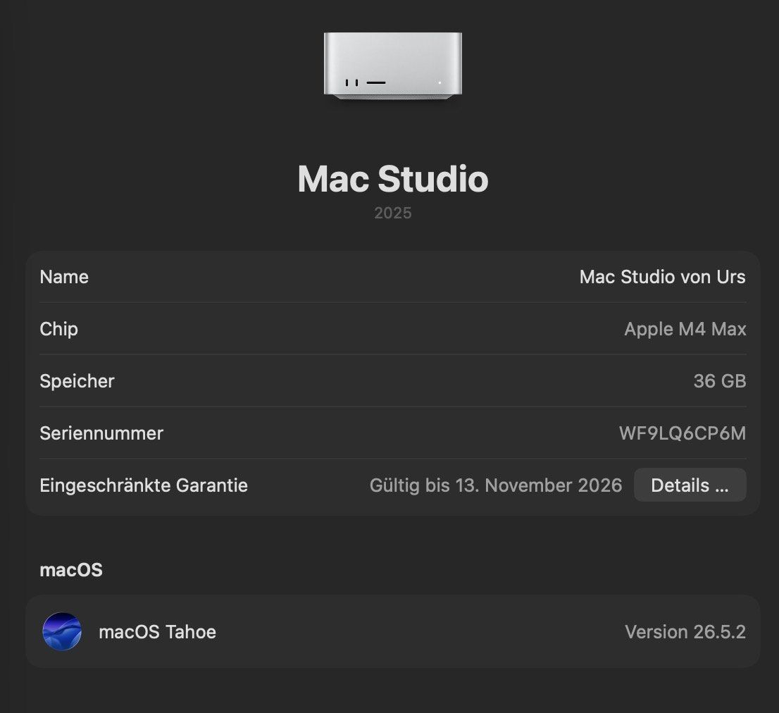 Apple PCs: Apple Mac Studio M4 Max Chip 36 GB / 512 GB SSD Silber – D'occasion à Mettau par ursips1951 1