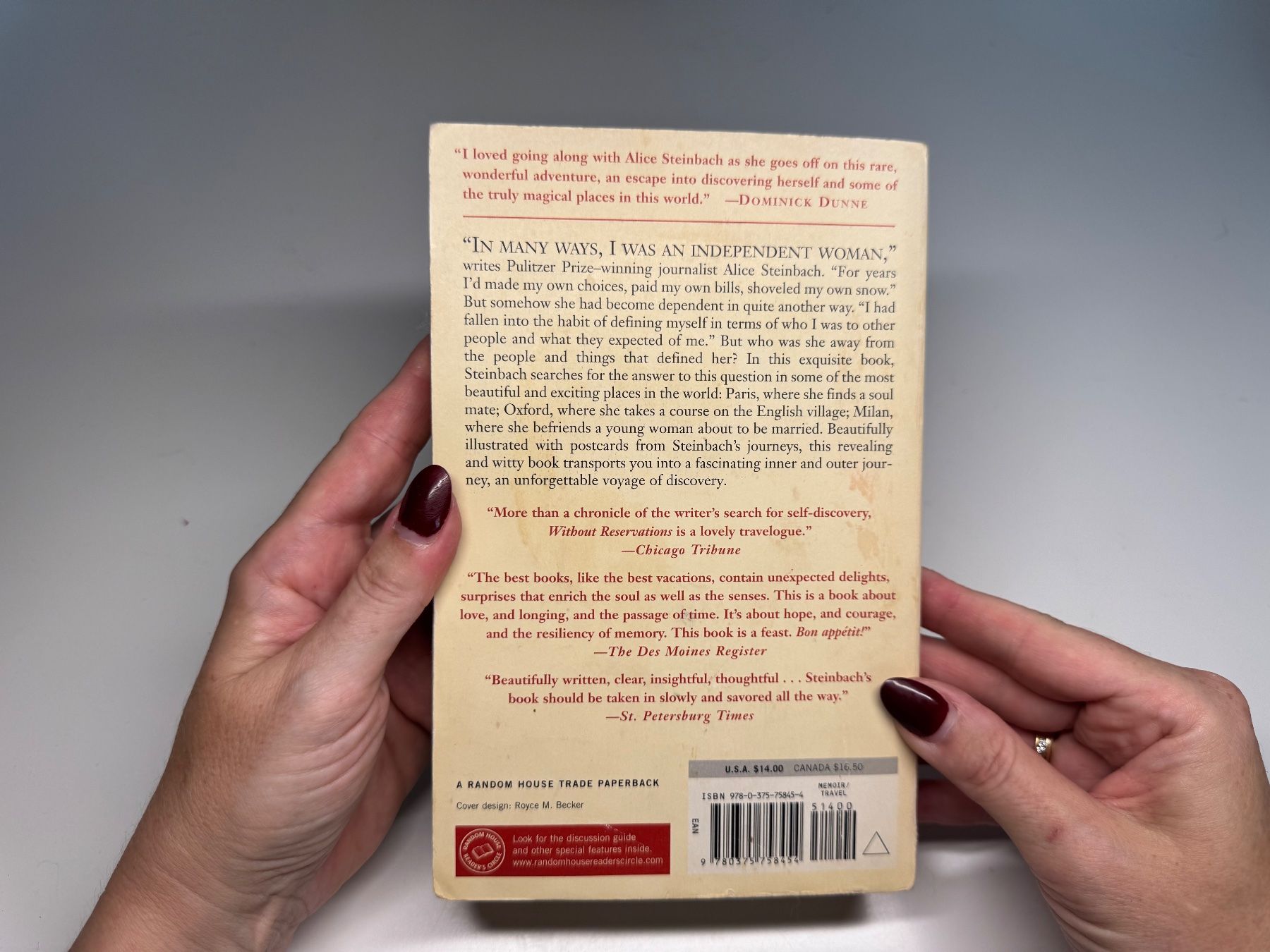 Libri: NOVEL: Alice Steinbach, Without Reservations – Usato da Grosswangen venduto da English_books 9