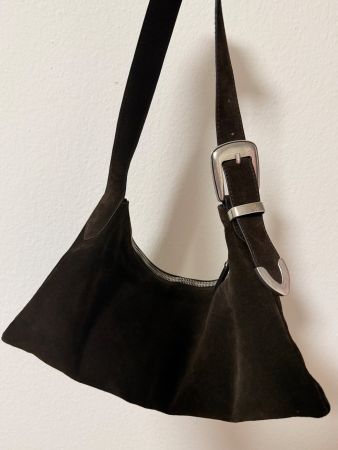 Massimo Dutti Braune Suede Tasche