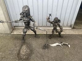 Predator Metallfiguren Set 2 Stück mit Zubehör Messer