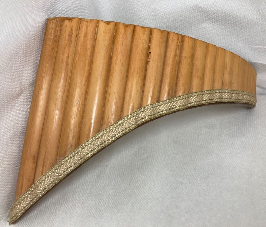 Ancienne Flûte De Pan Décorative - Pérou, Années 80 - Bambou Beige