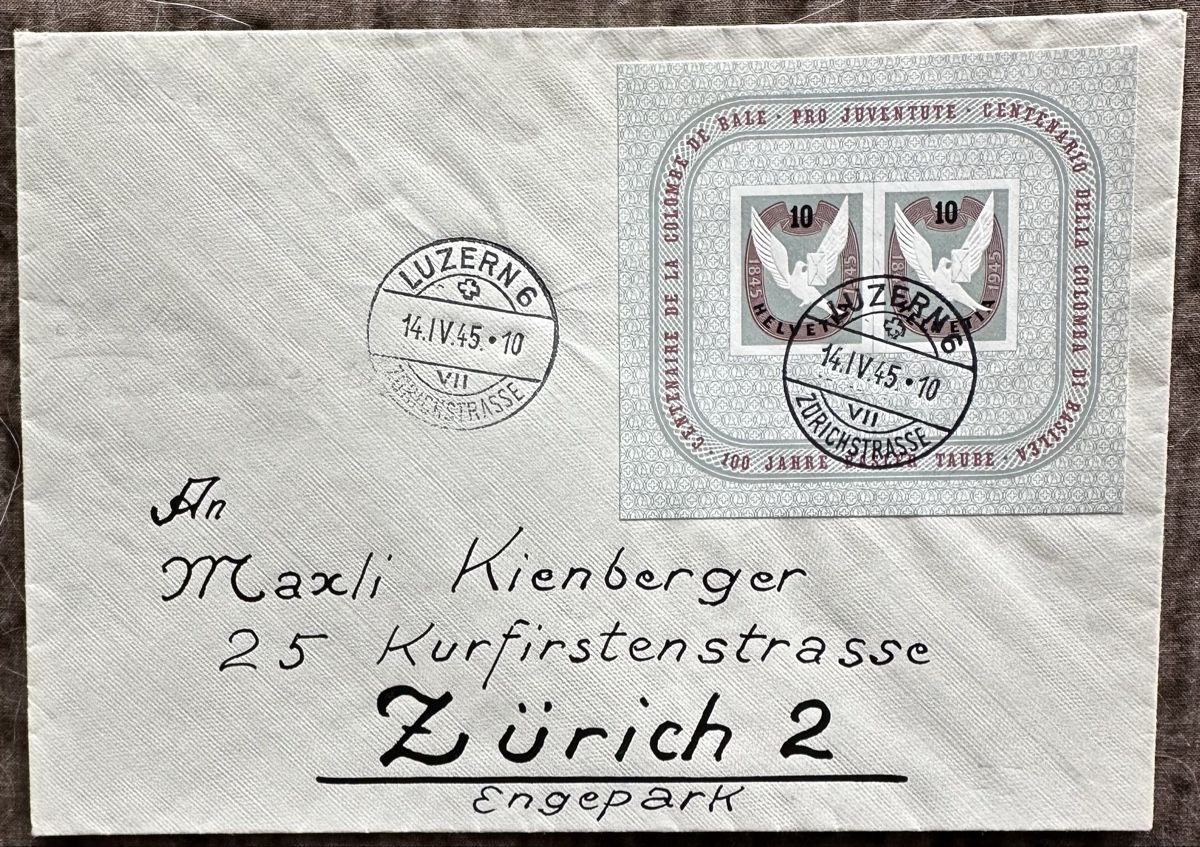 Tutti i francobolli: Jubiläumsblock 1945 Basler Taube  – Usato da Duebendorf venduto da Fczfanrobi