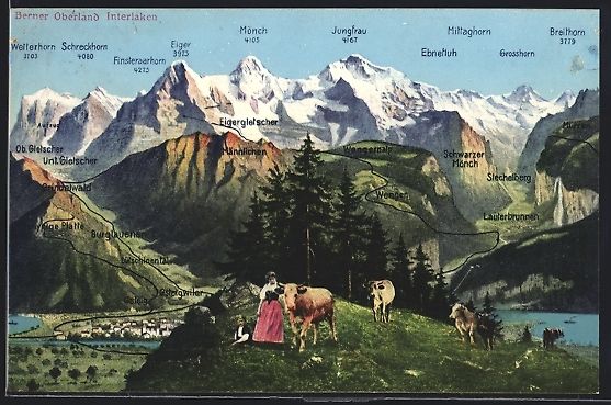 Ansichtskarten: Interlaken, Gesamtansicht mit Blick auf  – Gebraucht aus Berlin von bartko-reher