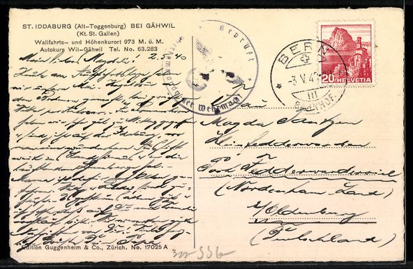 Cartoline postali: AK Kirchberg /SG, Wallfahrtskirche St. Iddaburg – Usato da Berlin venduto da bartko-reher 1