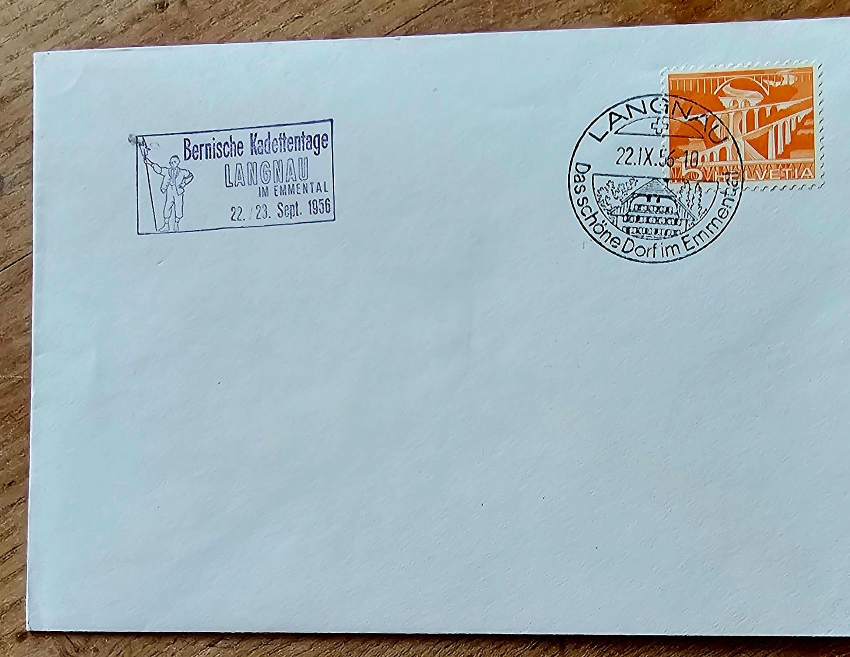 Alle Briefmarken: Brief mit Sst LANGNAU  22.9.56 – Neu (gemäss Beschreibung) aus Les Valettes von Nuba1