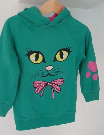 Mädchen Pullover Grösse 98 Katze grün guter Zustand