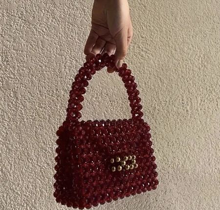 Rote Vintage Perlen Handtasche – perfekt für den Herbst!