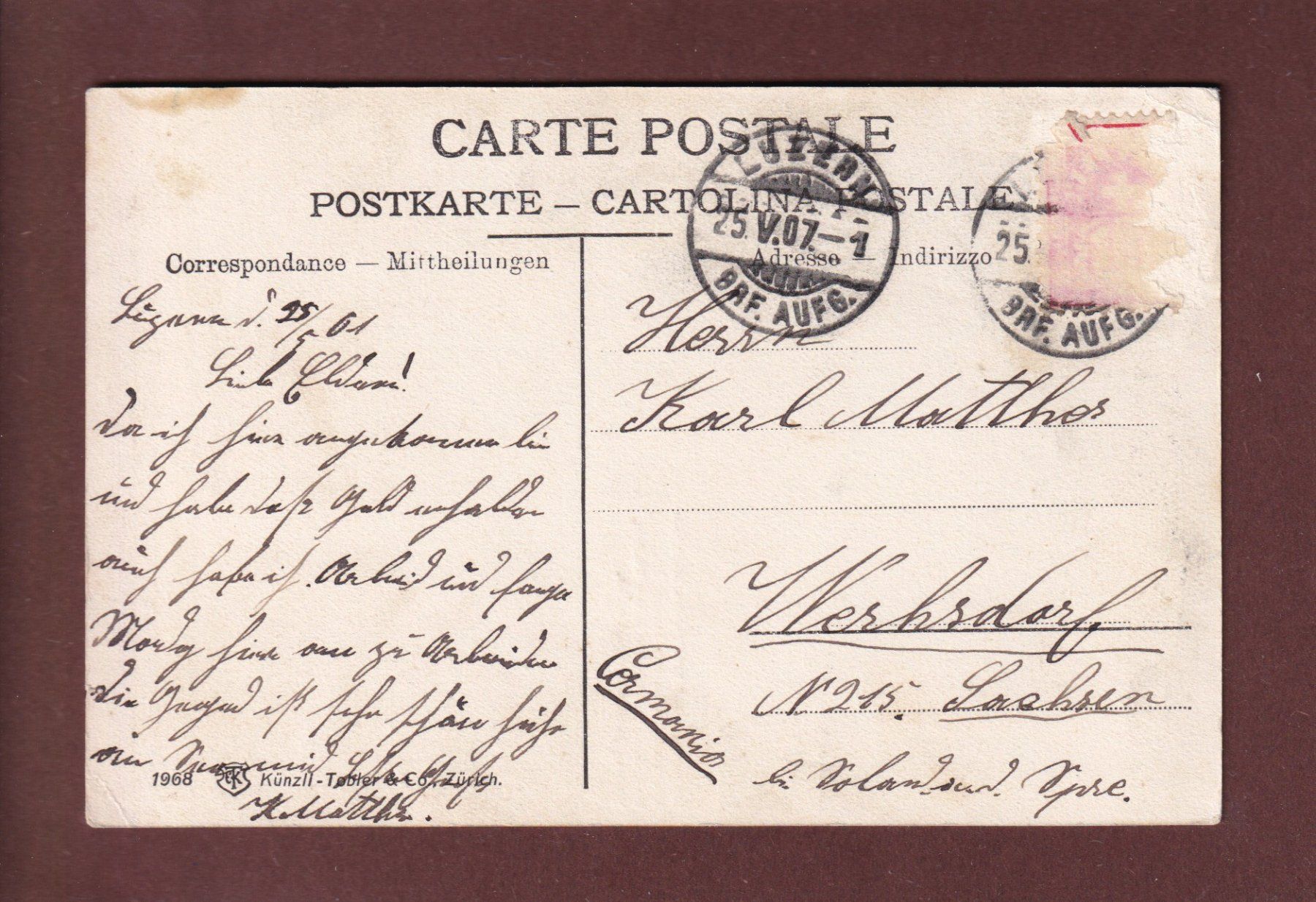 Cartoline postali: LUZERN - 6 Bilder - 1907 – Usato da Pully venduto da nicecards 1