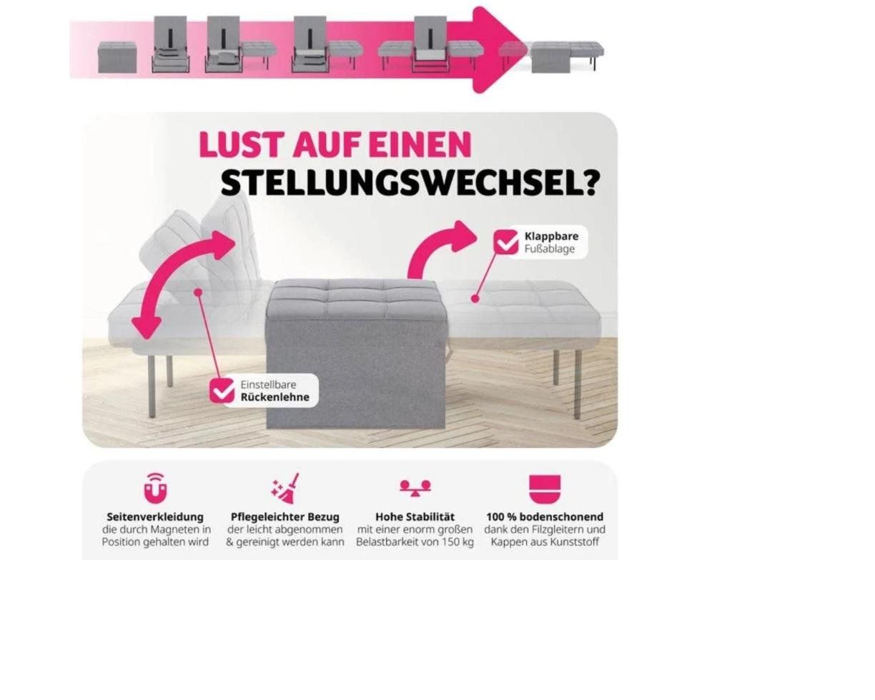 Sgabelli: Schlafhocker Ponto 4in1 grau - Gratis Versand – Nuovo e nell'imballaggio originale da Kleinwangen venduto da Maluwa_GmbH 2