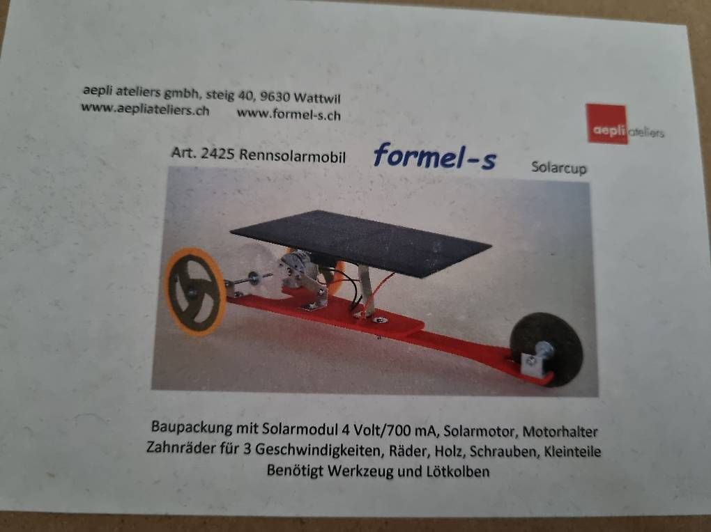Baukästen: TTG Bausatz Solarrennauto neu – Gebraucht aus Sutz von Dalilea 1