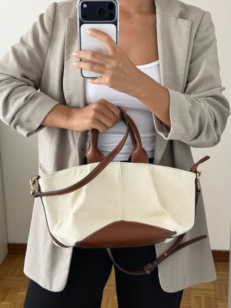 C&A Elegante Handtasche Canvas / Braun - Wie neu