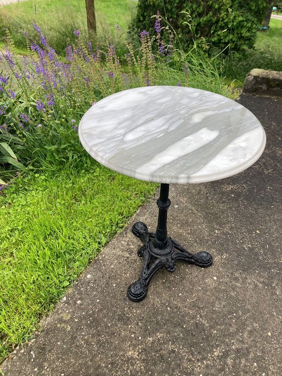 Primaster Valencia Gartentisch Rund – Ø 70 Cm, Höhe 75 Cm, Bambusoptik, Wetterfest & Gastronomietauglich
