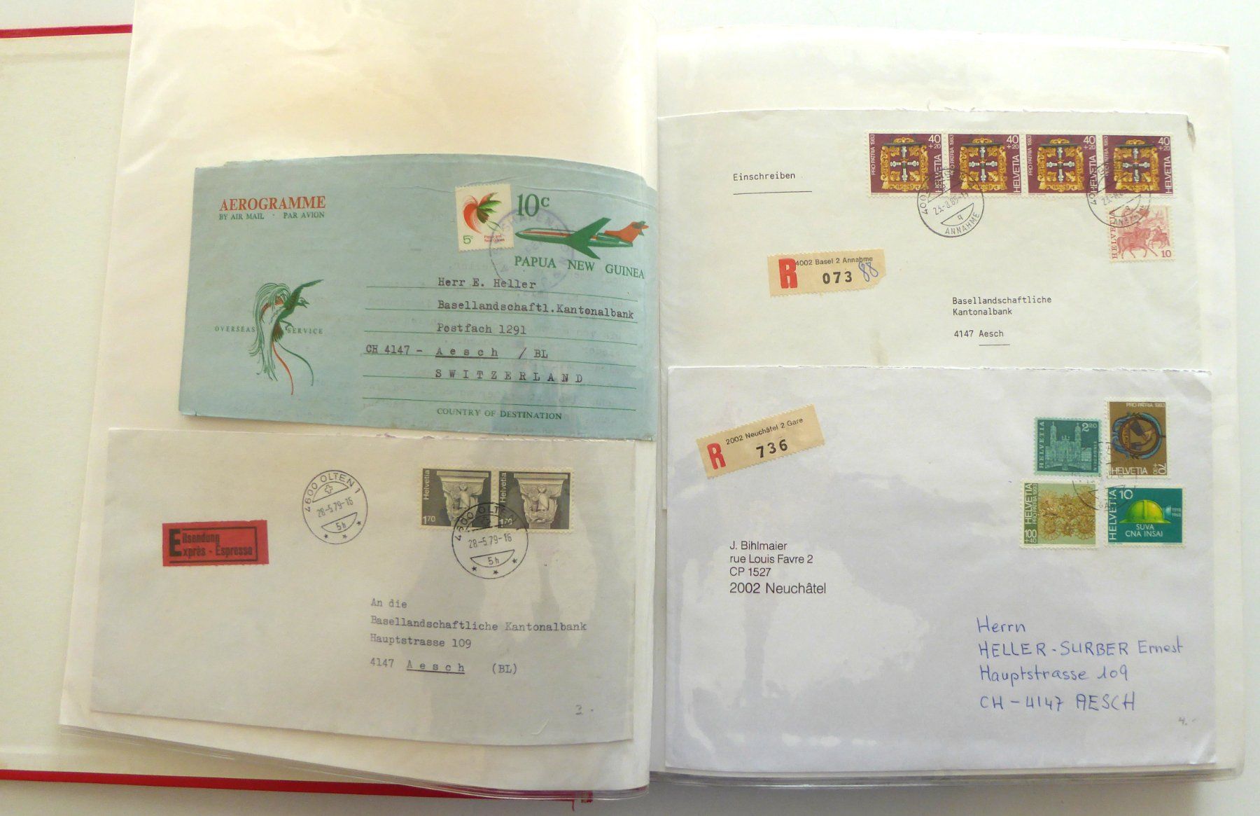 Alle Briefmarken: Album mit ca 80 Couverts Schweiz – Gebraucht aus Aesch BL von Kauri1 1