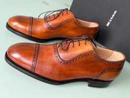 KiTON Oxford Brogue Derby Brown Leder Schuhe 41.5 NEUE