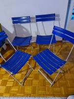 4 Klappstühle blau /Grand soleil, 60/70 er Jahre Desig