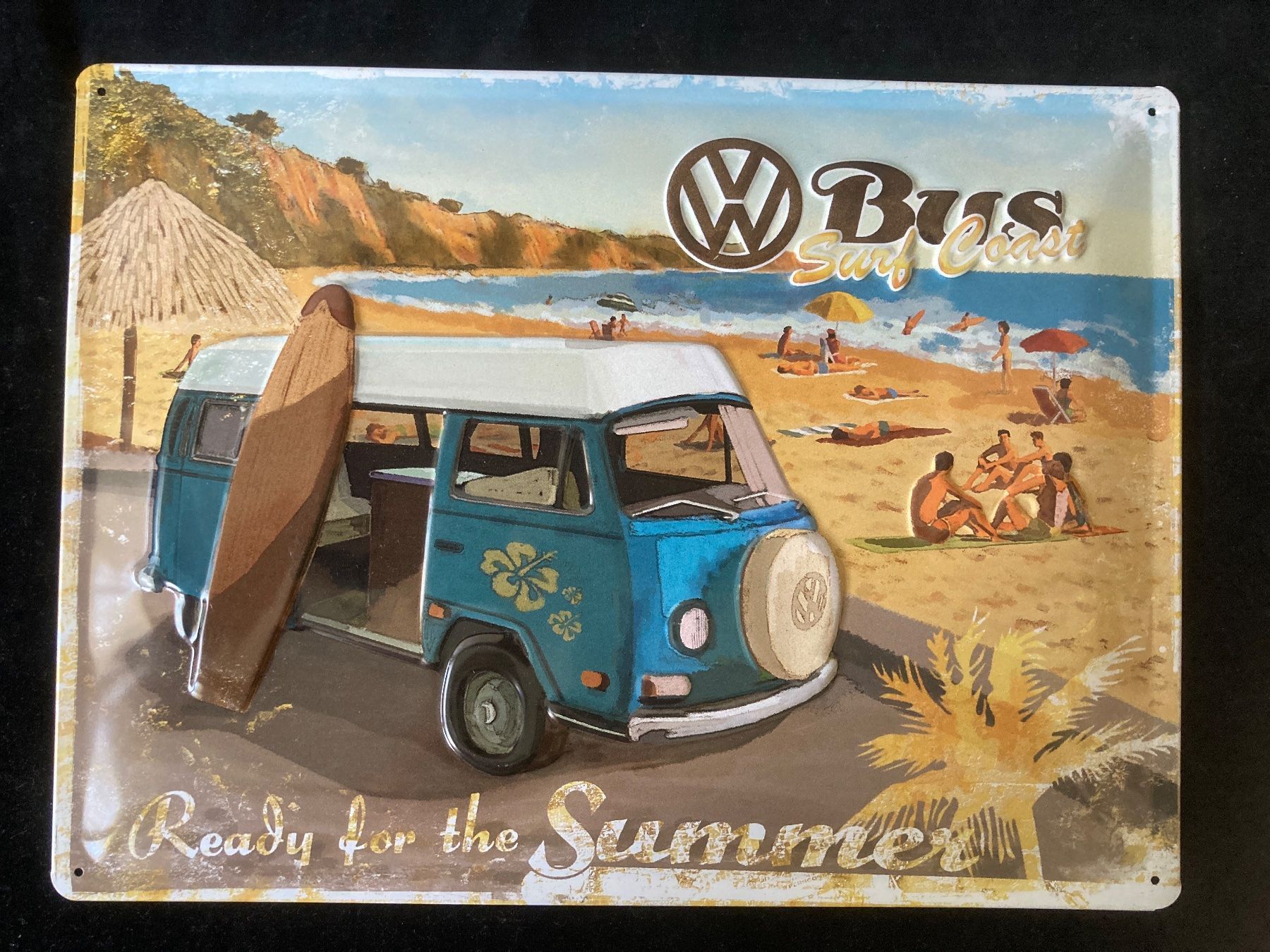 Volkswagen Insegne: Blechschild:  VW Bus Surf Coast – Usato da Zürich venduto da Chaeffeler