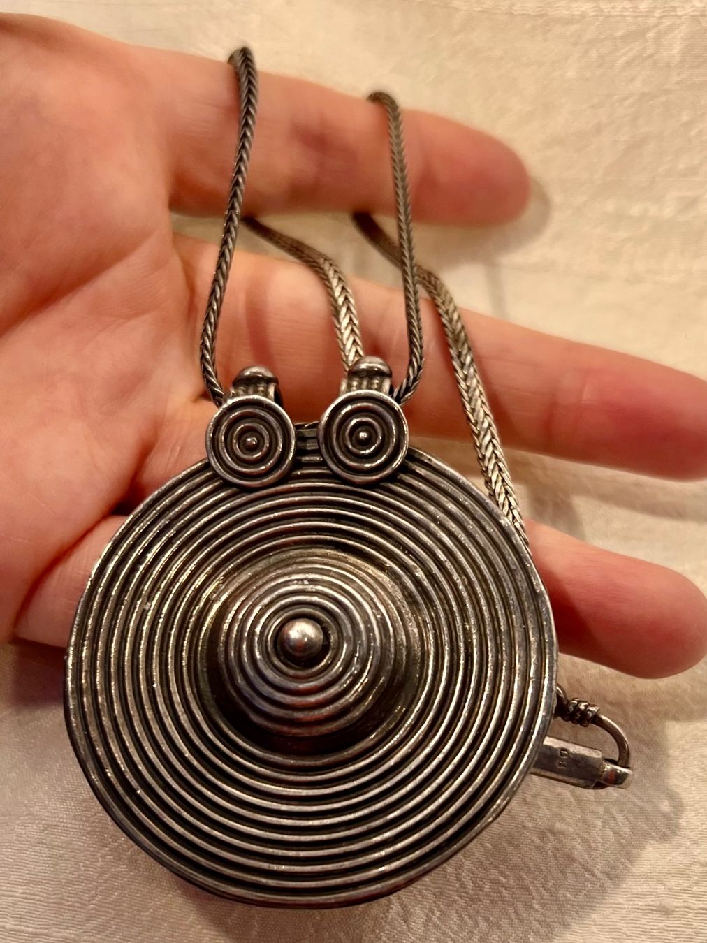 Catenine: Ancien collier, argent 800, Inde, pendentif et chaîne – Usato da Genève venduto da DELIRBEADS 3