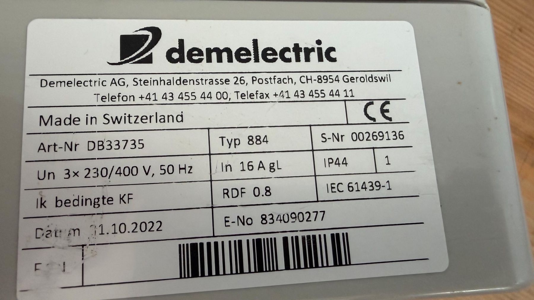 Alimentazione elettrica: Demelectric Stromverteiler Typ 884 – Usato da Sünikon venduto da Rpf 2