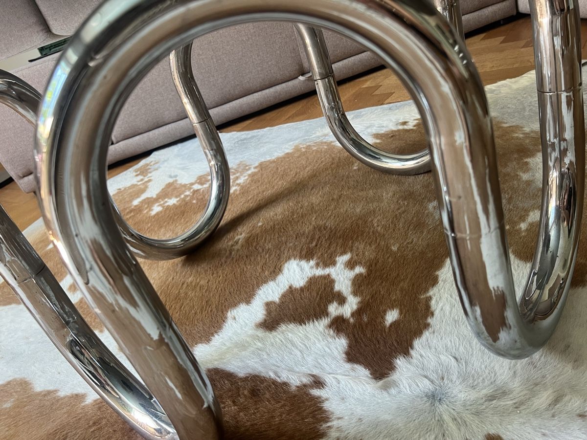 Tavoli: Vintage Coffee Table Glass and Chrome Round – Usato da Schaffhausen venduto da vandemonian 4