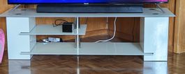 Modern TV-Möbel mit Glasablagen – Weiss – Top Zustand