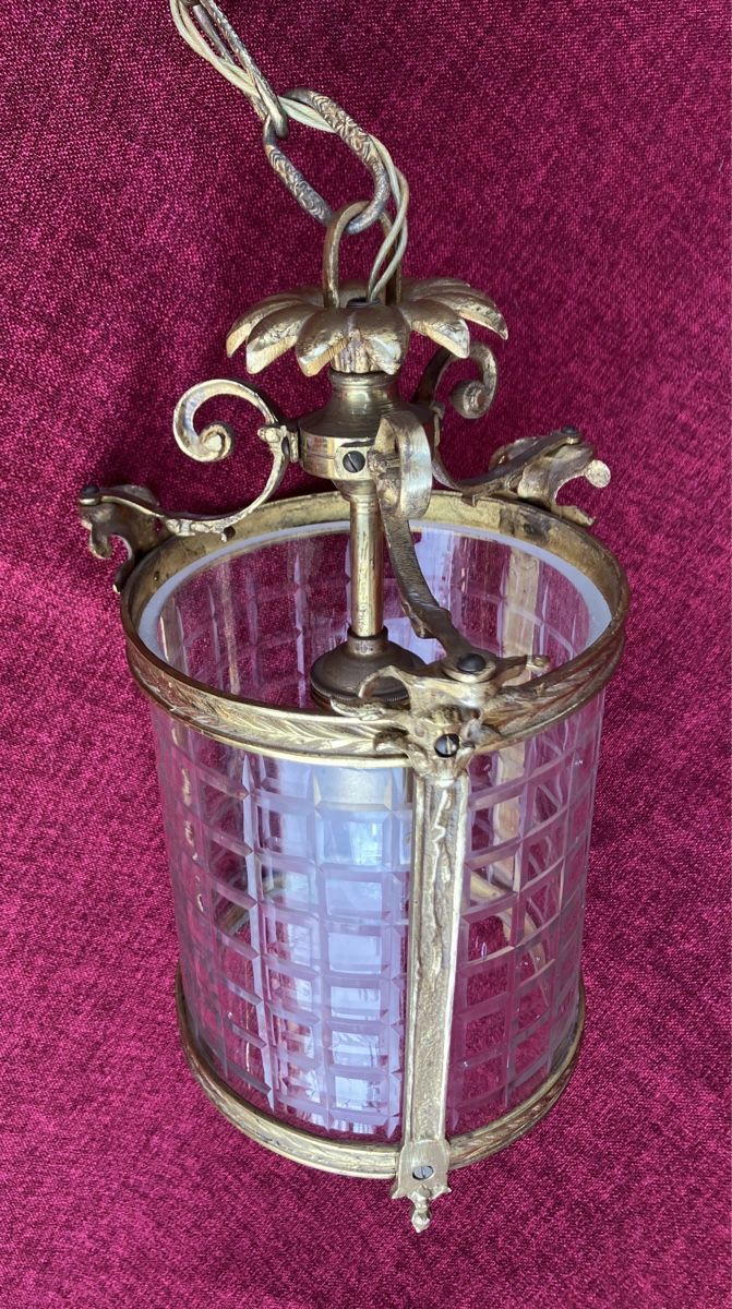 Lampadari & plafoniere: Jugendstil Messing Deckenlampe mit geschliffener Kristalglas – Usato da Zürich venduto da Artnuvo 7