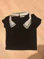 Schickes schwarzes Shirt mit Kragen, Grösse M - Neuwertig!