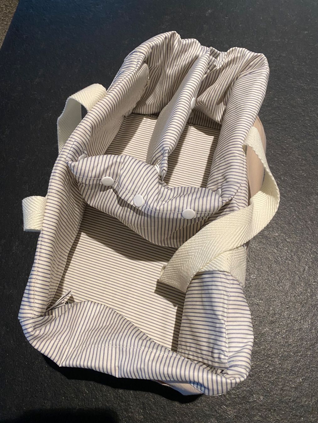 Borse: Organizer Tasche beige gestreift Stoff – Nuovo (secondo la descrizione) da Saanen venduto da Jackperpi