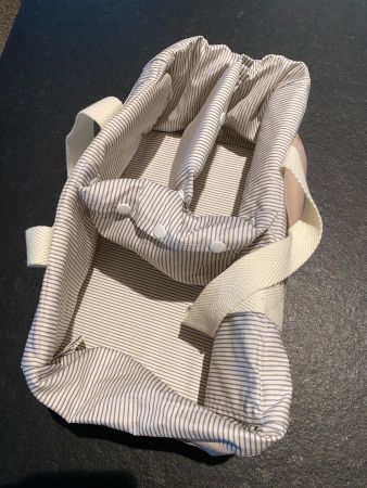 Organizer Tasche beige gestreift Stoff