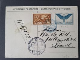 1932, Postkarte Gordon Bennett nach Basel
