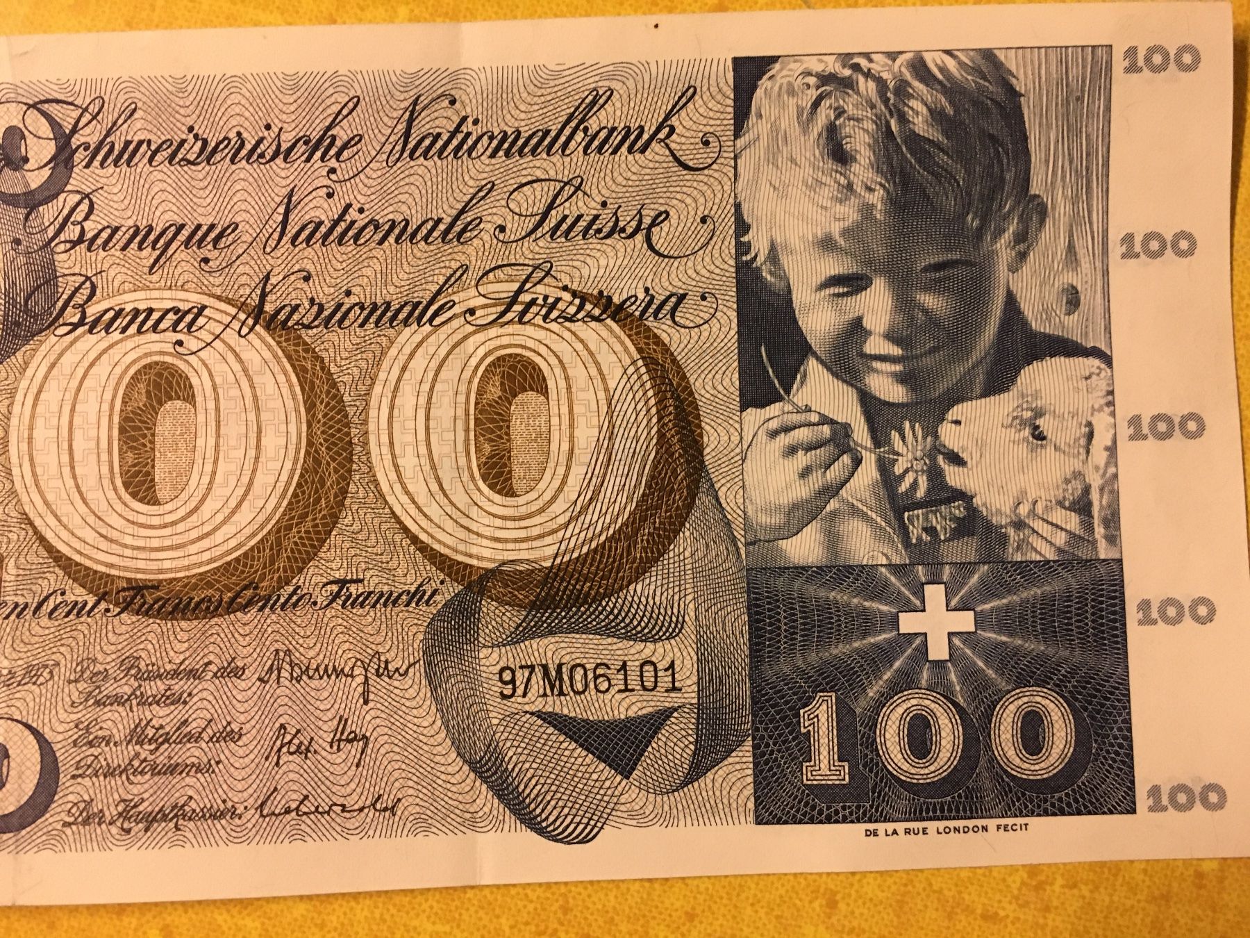 Banconote: Schweizer Banknote 100 Franken 7.3. 1973 HI. Martin – Usato da Lanzenhäusern venduto da vic63 4
