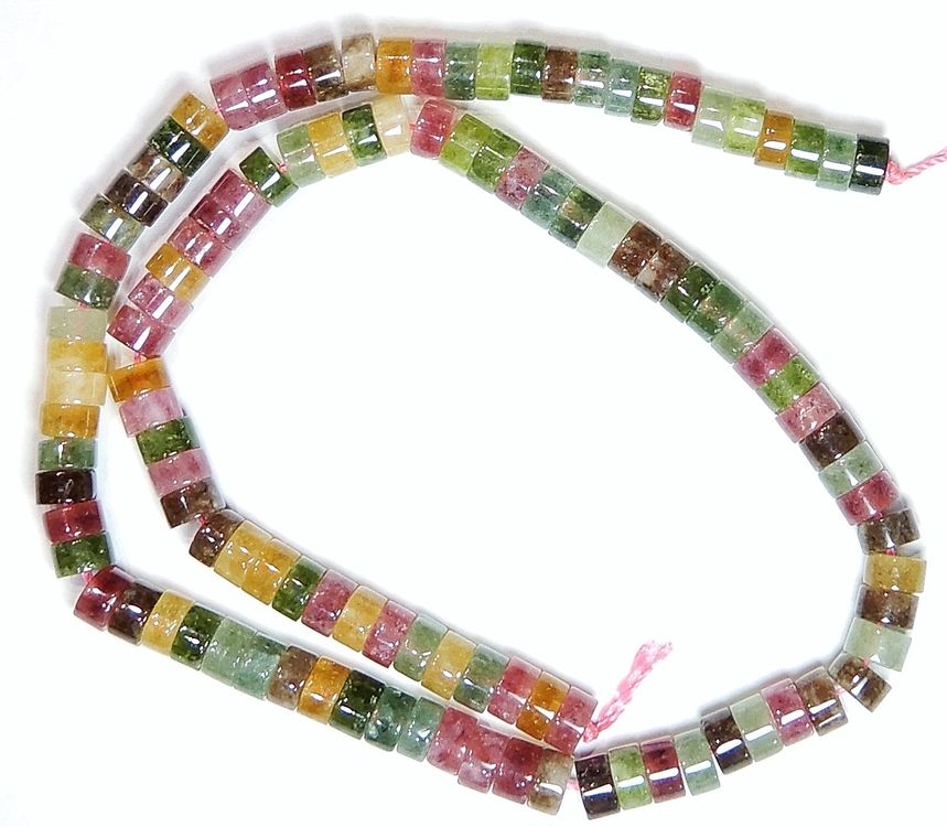 1 Strang echte multicolor Turmalin Rondellen Perlen 6 x 3 mm (Neu ...