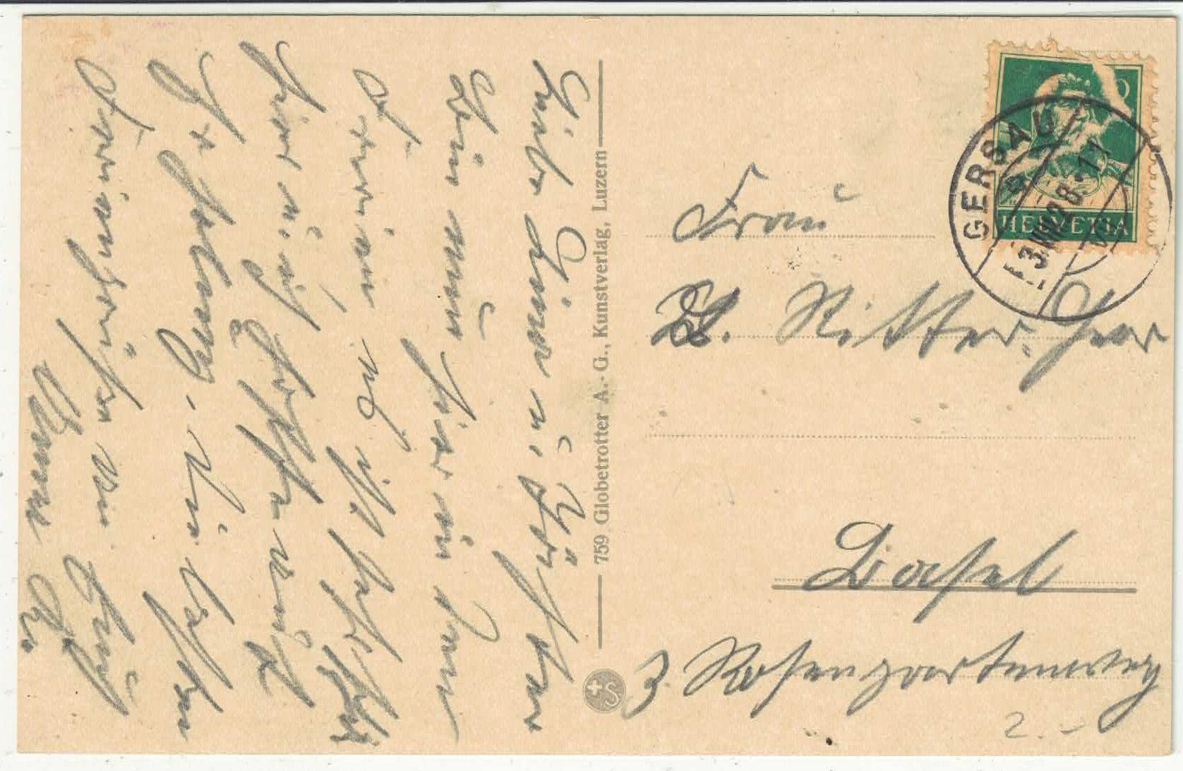 Cartoline postali: Gersau mit Kirche - Litho – Usato da Ettingen venduto da Kartenplanet 1
