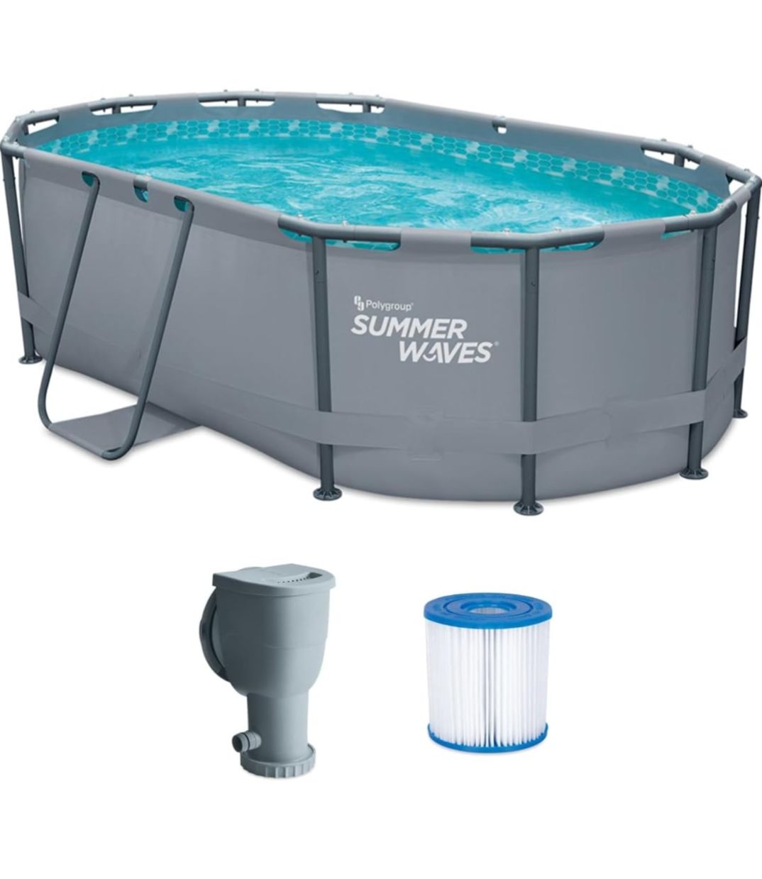 Piscine: Summer Waves Pool Oval with Filter and Cover Set – Usato da Riehen venduto da flo_j9m7 2
