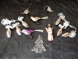 Christbaumschmuck  2 Vögel ALT, 1 Engel, Zapfen, Glas Vögel