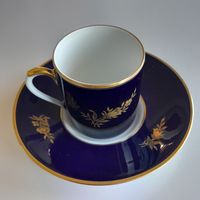 Hutschenreuther Moccatasse mit Unterteller, echt Kobalt