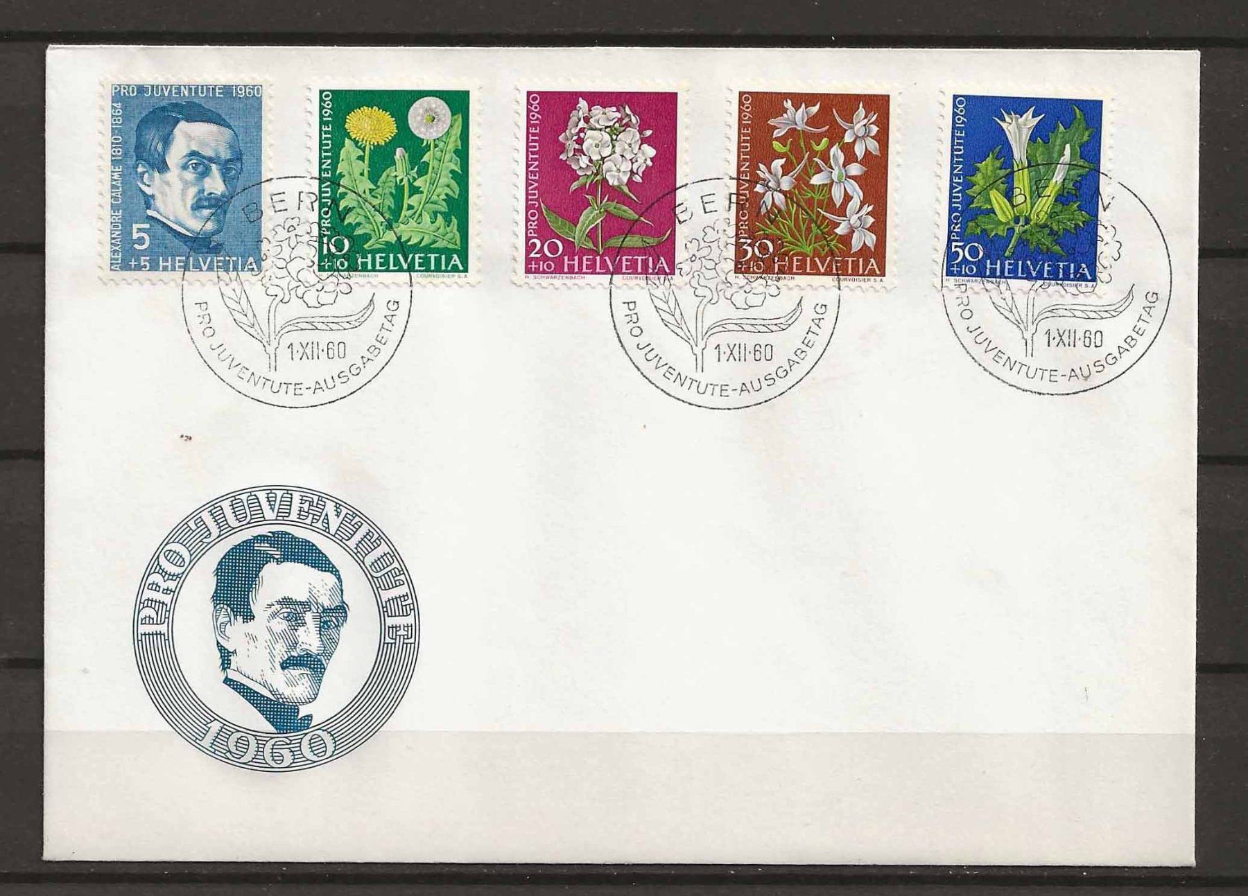 Tutti i francobolli: FJ060 - FDC Pro Juventute 1960 – Usato da Trélex venduto da Phil_Albert