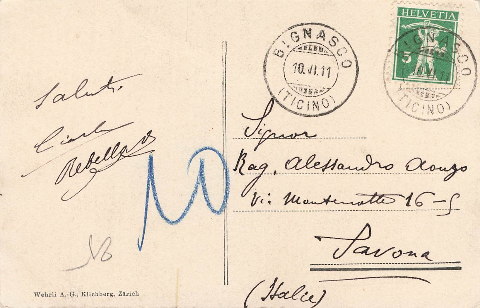 Cartoline postali: Bignasco valle Maggia – Usato da Biasca venduto da Blenio71 1