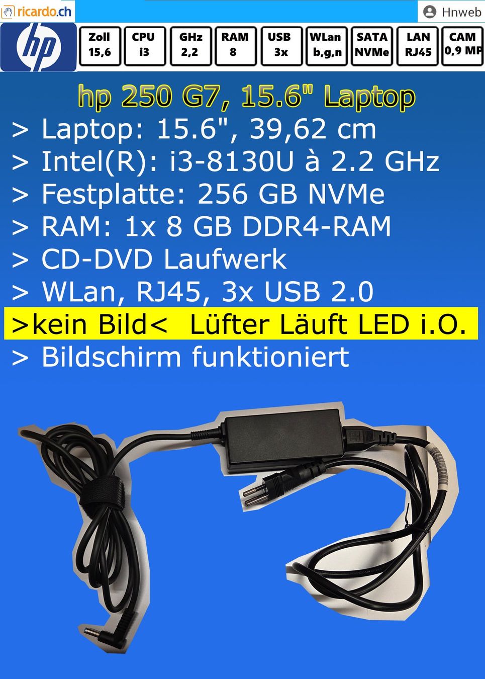 Hewlett Packard Notebook: hp 250 G7, 15.6" – Difettoso da Kaisten venduto da Hnweb 8