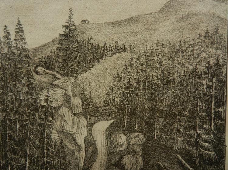 Stiche: Chûte de Groslaui Lithographie – Gebraucht aus Risch von Antikfee 5