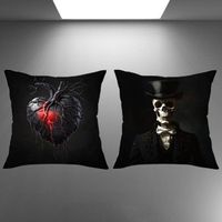 ☠️❤️ Gothic Kissen-Set – Totenkopf & Herz Design 🖤