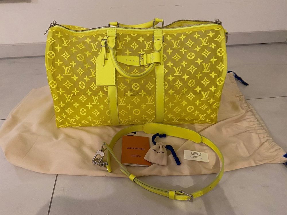 Louis+Vuitton+Virgil+Abloh+Keepall+50+Travel+Bag+M55380+Yellow+