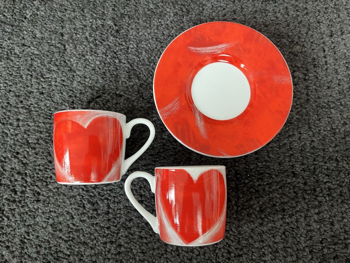 Set di piatti: Espressotassen mit Herz, rot/weiss – Nuovo (secondo la descrizione) da Bolligen venduto da Vroni23 4