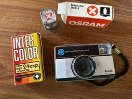 Kodak Instamatic 155X Kamera mit Zubehör, Vintage-Look!