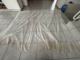 Vorhang weiss mit Spitzenbordüre 240 x 190 cm 